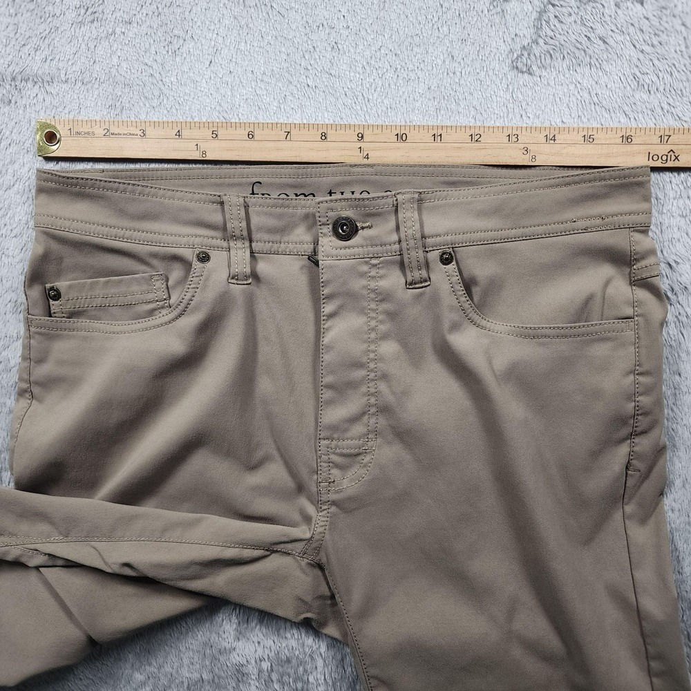 PrAna Pants Mens 32x32 Beige Slim Fit Chino Flat Front Casual 5 Pocket - Picture 5 of 10